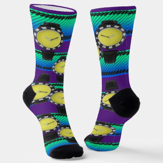 Fun Lila Uhren Socken (Gewinkelt)
