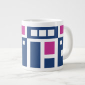 Fun Lila und Blue Geometric Mod Blocks Jumbo-Tasse (Vorderseite Rechts)