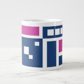 Fun Lila und Blue Geometric Mod Blocks Jumbo-Tasse (Vorderseite)