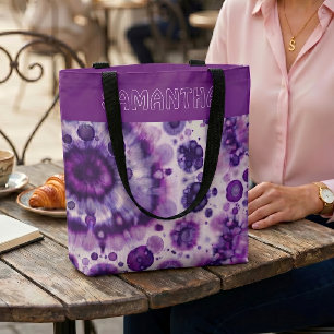 Fun Lila Violet Pink Batik Zirkel Art Muster Tasche