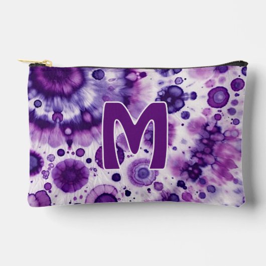 Fun Lila Violet Pink Batik Zirkel Art Muster Zubehörtasche (Vorderseite)