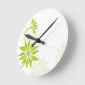 Fun Lime Green Floral Clock Runde Wanduhr (Winkel)