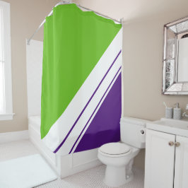 Fun Lime Green Royal Lila White Sporpes Duschvorhang