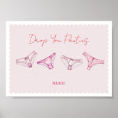 Fun Lingerie Dusche Bachelorette Panty Game Sign Poster (Vorne)