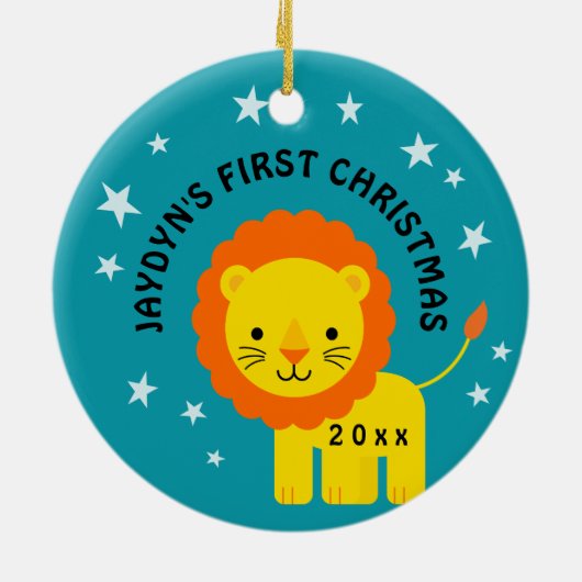 Fun Lion Baby's 1. Weihnachtsgeschenkkreis Keramik Ornament (Hinten)