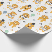 Fun Lion Pattern | weiß Geschenkpapier (Ecke)