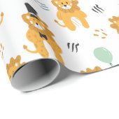 Fun Lion Pattern | weiß Geschenkpapier (Rolleneckpunkt)