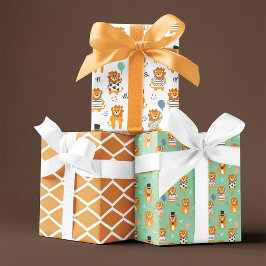 Fun Lion Seamless Muster Trio Geschenkpapier Set