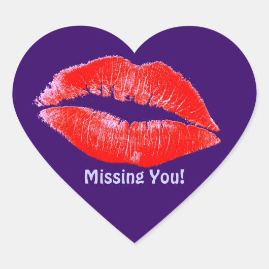 Fun Lipstick Kisses Miss You Romantic LIP STICKERS (Vorderseite)