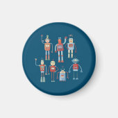 Fun Little 1950er Stil Retro Roboter Muster dunkel Magnet (Vorne)