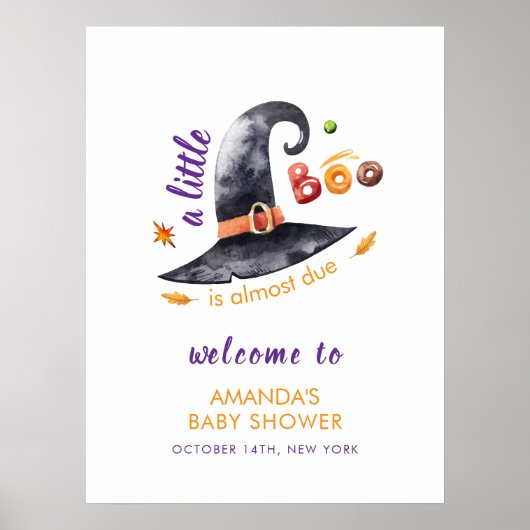 Fun Little Boo Witch Hat Fall Baby Dusche Willkomm Poster (Vorne)
