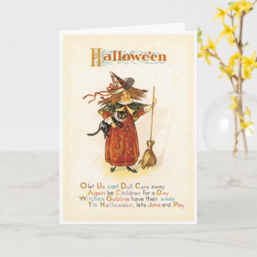 Fun Little Hexenkarte Vintag Karte (Gelbe Blume)