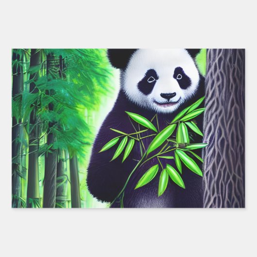 Fun Little Panda Bear Geschenkpapier Set (Vorderseite 3)
