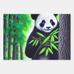 Fun Little Panda Bear Geschenkpapier Set