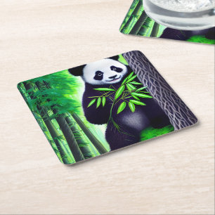 Fun Little Panda Bear Rechteckiger Pappuntersetzer