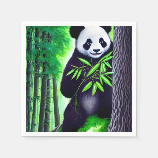 Fun Little Panda Bear Serviette (Vorderseite)