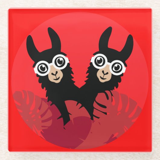 Fun Llama Alpaca Zubehör Glasuntersetzer (Vorderseite)