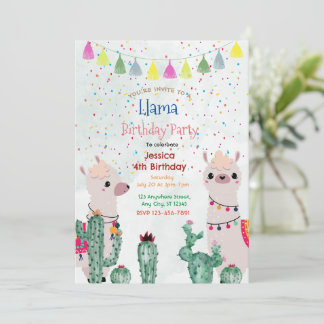 Fun Llama Party Einladung zum Geburtstag