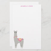 Fun Llama Personalisiert Briefpapier (Vorne/Hinten)