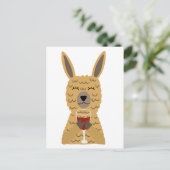 Fun Llama trinkt Roten Wein Postkarte (Stehend Vorderseite)