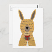 Fun Llama trinkt Roten Wein Postkarte (Vorne/Hinten)
