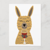 Fun Llama trinkt Roten Wein Postkarte (Vorderseite)