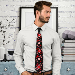 Fun Lobster & Monogram Muster   Rot und Schwarz Krawatte