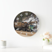 Fun Log In - Log Out Login Trucker Art Design Große Wanduhr (Zuhause)