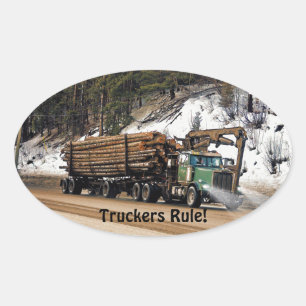Fun Log In - Log Out Login Trucker Art Design Ovaler Aufkleber