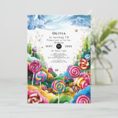 Fun Lollipop Candyland Birthday Einladung (Stehend Vorderseite)