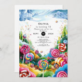 Fun Lollipop Candyland Birthday Einladung (Vorne/Hinten)