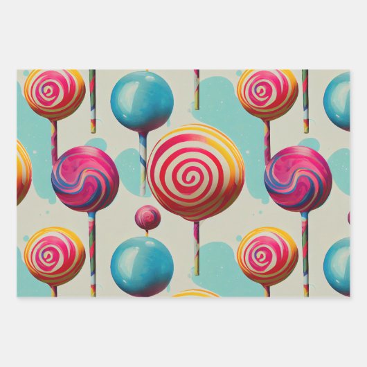 Fun Lollipops und alles, was Candy Lane Geschenkpapier Set (Vorderseite)