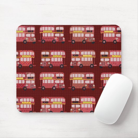 Fun London Double Decker Bus Cartoon Muster Mousepad (Mit Mouse)