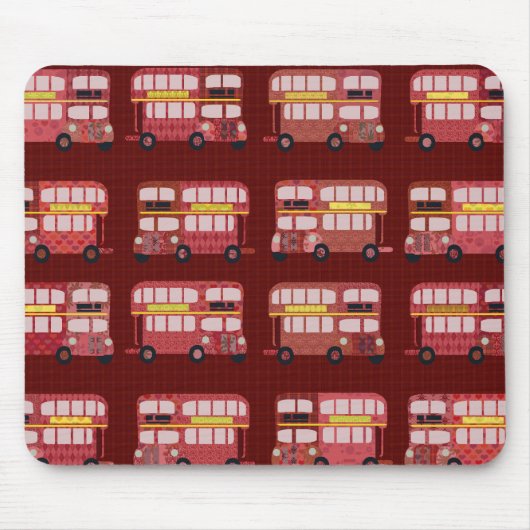 Fun London Double Decker Bus Cartoon Muster Mousepad (Vorne)