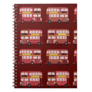 Fun London Double Decker Bus Cartoon Muster Notizblock