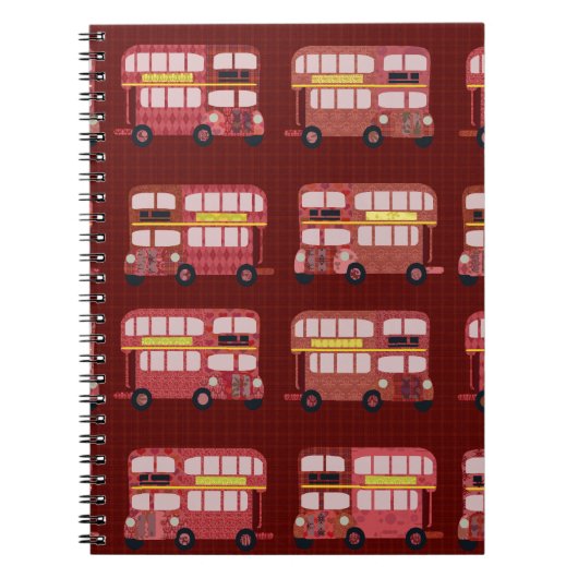 Fun London Double Decker Bus Cartoon Muster Notizblock (Vorderseite)