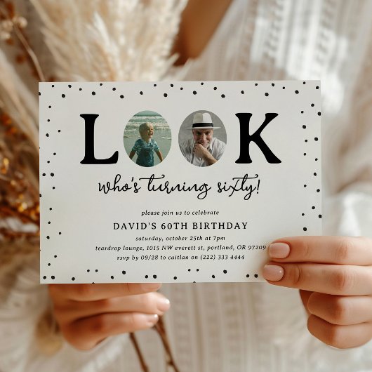 Fun Look's Who's 60' 2 x photo 60th Birthday Einladung