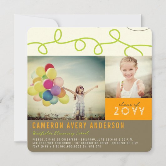 Fun Loop Scribbles Modern 2 Foto Graduation Party Einladung (Vorderseite)