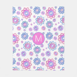 Fun Lotus Blume Monogram Pink Pastellgrün Fleecedecke