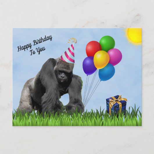 Fun Love Gorilla Geburtstag Postkarte (Vorderseite)