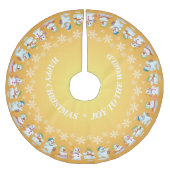 Fun Love Snowmen und Schneeflocken Gold Polyester Weihnachtsbaumdecke (Vorderseite)