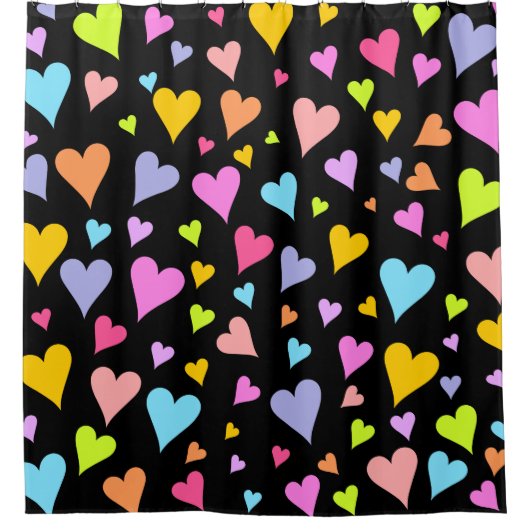 Fun, Loving, Colorful Hearts Pattern Duschvorhang (Vorderseite)