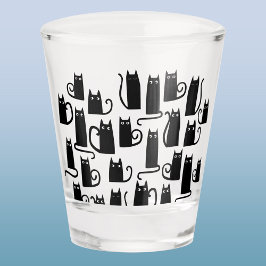 Fun Lucky Black Cat Schnapsglas