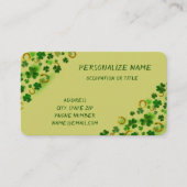 Fun Lucky Green Vierblättriges Kleeblatt Gold Hors Visitenkarte (Vorderseite)