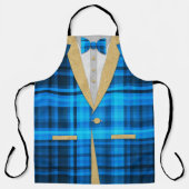 Fun Madras Gold Glitzer Tuxedo mit Blue Bow Krawat Schürze (Vorderseite)