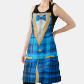 Fun Madras Gold Glitzer Tuxedo mit Blue Bow Krawat Schürze (InSitu)