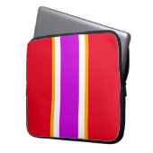 Fun Magenta Rosa Gelbe rote Streifen Laptopschutzhülle (Vorderseite Links)