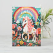 Fun Magical Rainbow Unicorn Einladung (Stehend Vorderseite)