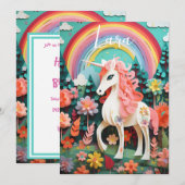 Fun Magical Rainbow Unicorn Einladung (Vorne/Hinten)