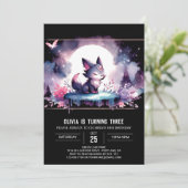 Fun Majestic Wolf Birthday Einladung (Stehend Vorderseite)